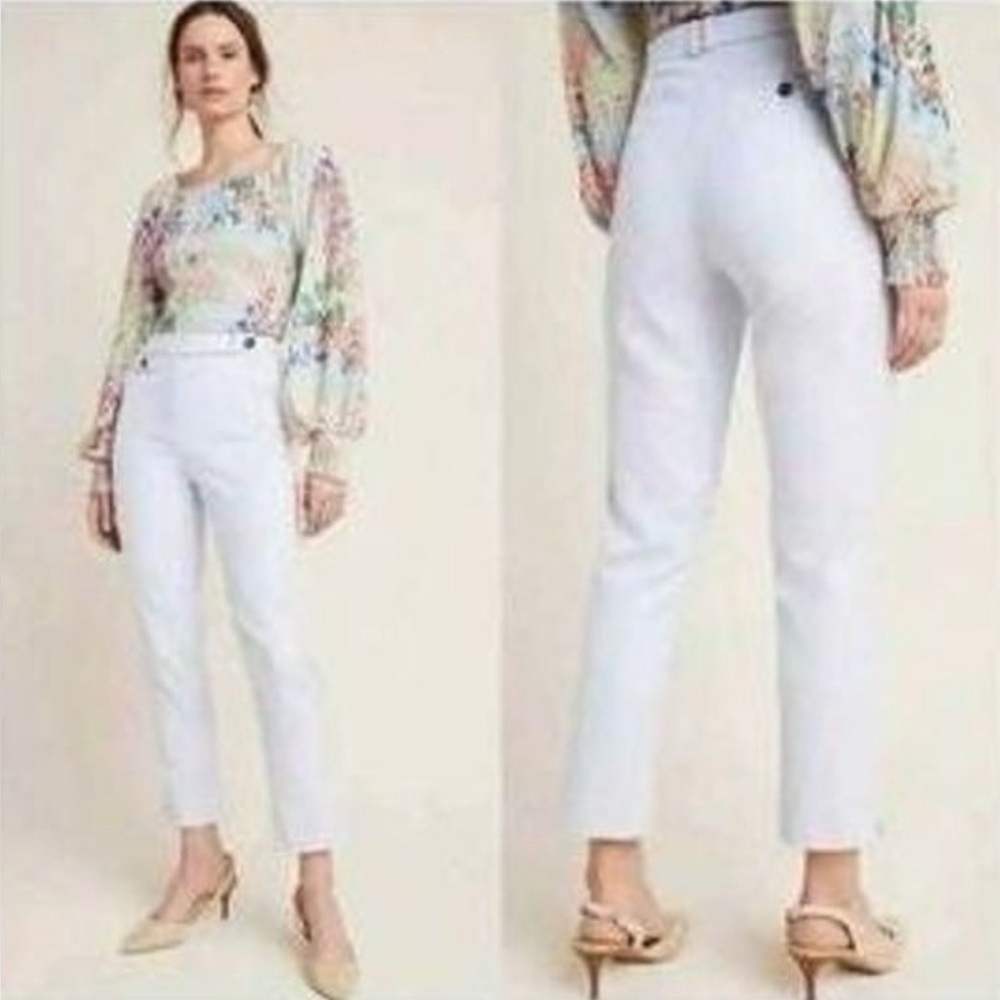 NEW Anthropologie The Essential Slim Sky Blue Trouser Pants Womens Size 6